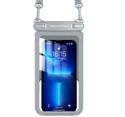Industrial Field Cases Waterproof Phone Pouch, All Gray/Grey Pouch Cell Phone Floating Pouch with Carrying Strap (Single 7.5) - size: Single 7.5