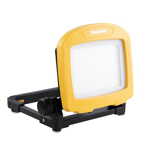 7000LM 45W Waterproof Cordless LED Work Flood Light, Compatible for Dewalt Makita 20V Milwaukee 18V m18 Rechargeable Lithium Tool Battery - style: Cordless Version-7K LM-Yellow
