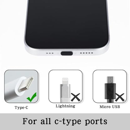 USB C Plug Cover Dust Plug, Black, Silicone, 20 Pcs