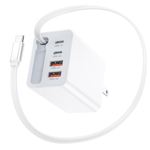 5-in-1 Retractable Wall Charger, 40W Retractable iPhone Charger Wall Plug - size: 1Pack