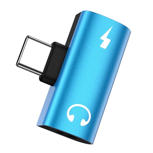 USB C to 3.5mm Headphone and Charger Adapter,2in1 USB C to Aux Jack Adapter - color: blue