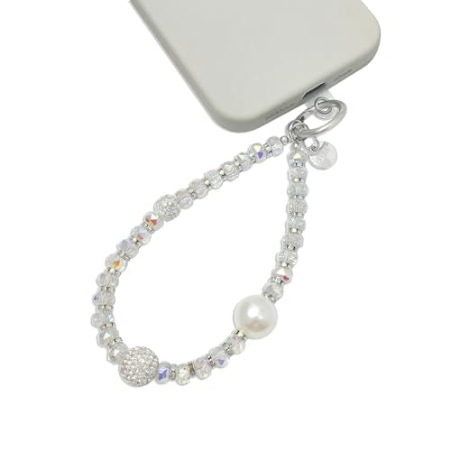 Cute Phone Wrist Strap Chic Beaded Cellphone Lanyard Phone Charm Grip Strap - color: Glitter Colorful