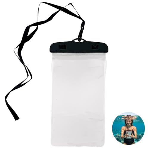 Waterproof Phone Pouch, PVC Touch Screen Case with Black Clip, 8.5 x 4.1 in / 21.5 x 10.5 cm, Underwater Protection for Swimming, Diving, Boating, Beach