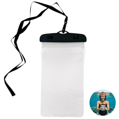 Waterproof Phone Pouch, PVC Touch Screen Case with Black Clip, 8.5 x 4.1 in / 21.5 x 10.5 cm, Underwater Protection for Swimming, Diving, Boating, Beach