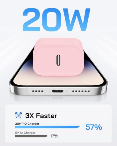 AISNI Fast Charging for iPhone 14/13/12 Fast Charger with 6 FT Long Cable - color: Light Pink
