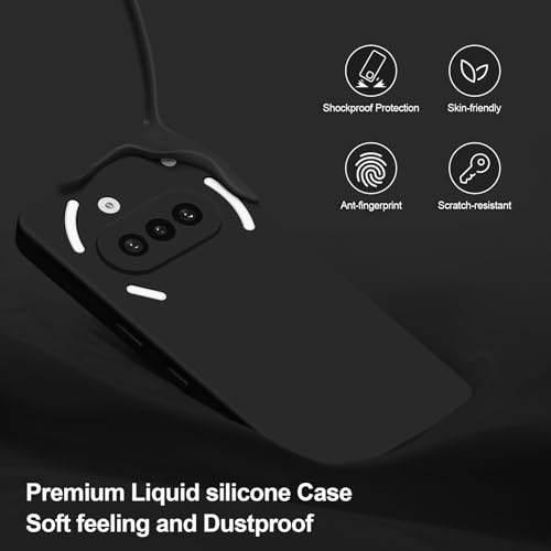 Silicone Case for Nothing Phone 3A, Black | Soft Silicone Silky Touch Easy Clean, Shockproof Slim Phone Cover, Upgraded Camera Protection, Anti-Scratch Microfiber Lining - color: Black, size: Nothing Phone 3A