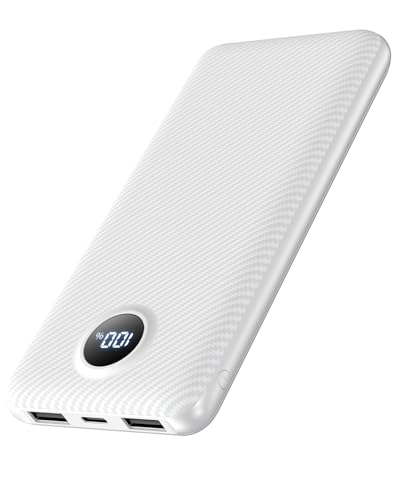 10000mAh Portable Power Bank with USB-C 15W PD Fast Charging - Fiber White - color: Fiber White