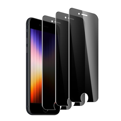 3 Pack Privacy Screen Protector for iPhone SE3/SE2020/SE2022/6/6S/7/8, 9H Hardness Double Shatterproof Anti-Spy Tempered Glass Film, Easy Installation - size: iPhone SE3/SE2020/SE2022/6/6S/7/8