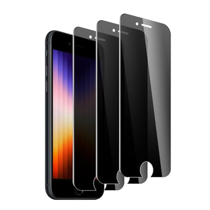 3 Pack Privacy Screen Protector for iPhone SE3/SE2020/SE2022/6/6S/7/8, 9H Hardness Double Shatterproof Anti-Spy Tempered Glass Film, Easy Installation - size: iPhone SE3/SE2020/SE2022/6/6S/7/8