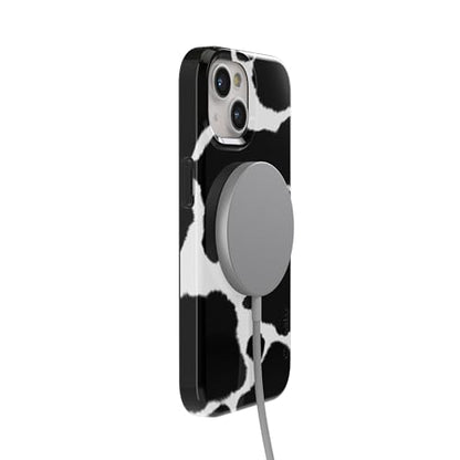 Casely iPhone 15 Plus Case | Current Mood | Cow Print | Compatible with MagSafe | Classic Ultra Slim Design - color: Current MOOd | Cow Print