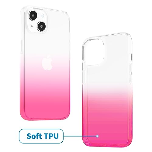 JJGoo Compatible with iPhone 14 Case Clear, Soft Shockproof Protective Slim Thin Phone Bumper Cover Transparent Phone Case, Gradient Pink - color: Gradient Pink