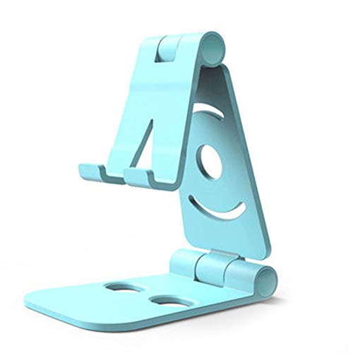 VALINK Universal Cradle Cell Phone Bracket Mount, Portable Mini Mobile Phone Holder Foldable Desk Stand Holder 4 Degrees Adjustable Universal for iPhone Andorid Phone - color: Blue
