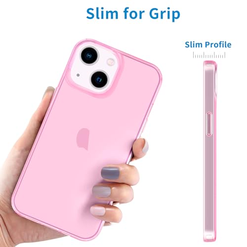 JJGoo Compatible with iPhone 14 Case Clear, Soft Shockproof Protective Slim Thin Phone Bumper Cover Transparent Phone Case, Translucent Pink - color: Pink
