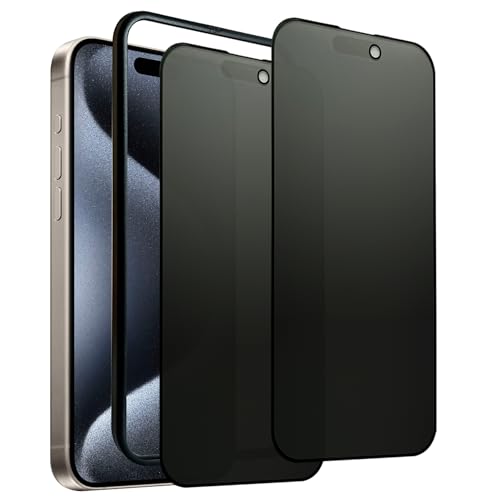 2 Pack Matte Privacy Screen Protector for iPhone 15 Pro Max with Easy Installation Frame, Smooth & Sensitive Touch, Anti-spy Anti-glare Eye Protection Tempered Glass Film 6.7 Inches