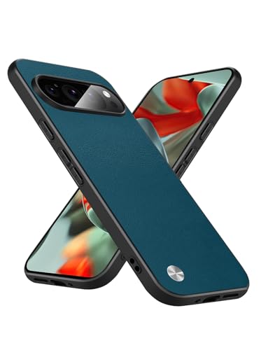 Slim Fit Case for Google Pixel 9 Pro XL, Soft TPU Edges + Faux Leather Back Cover, Anti-Fingerprint Scratch Shockproof Camera Protective for Google Pixel 9 Pro XL Phone Case (Blue) - color: Blue, size: Google Pixel 9 Pro XL