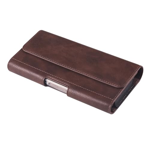 PU Leather Belt Clip Case Cell Phone Holster Pouch Holder for Moto G Power 2026 2025 2024 G Stylus 5G G Play Samsung Galaxy S25 Ultra S24 Ultra S23 Ultra A16 A05 A14 iPhone 16 Pro Max BLU G64L (Brown) - color: Brown