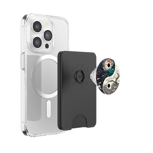 Yin Yang Day & Night Bonsai Cherry Blossom Sun Moon PopSockets PopWallet for MagSafe - style: Magnetic PopWallet
