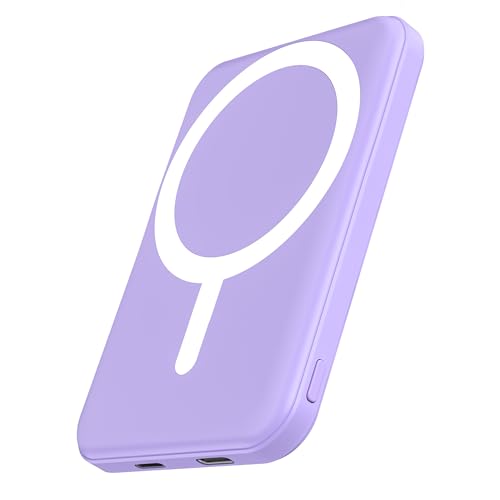 podoru for MagSafe Power Bank 5000mAh, Ultra-Slim Magnetic Portable Charger - color: Purple