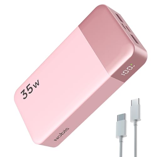 NOBIS Portable Charger 35W 20000mAh Power Bank Fast Charging - color: Pink