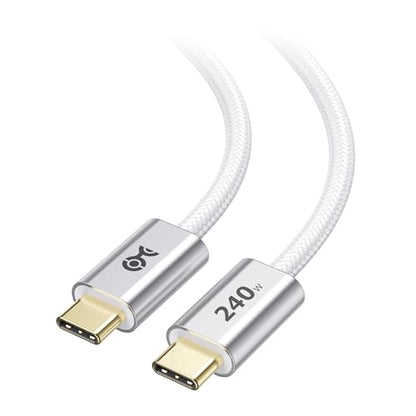 Cable Matters Braided 240W USB C Fast Charging Cable, 3ft, White - color: White, size: 3 Feet