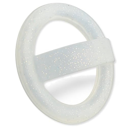 Grips by CRYSTALFY Magnetic Silicone Ring Grip Phone Holder, Rotating Finger Loop Ring Grip Holder, Soft and Portable, Strong Magnetic Attraction, Compatible with Magsafe Phone Case (White Sparkle) - color: White Sparkle