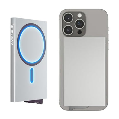 CODE 118 Wallet for Men - Slim Minimalist Aluminum Magnetic Card Holder - RFID Blocking Front Pocket Mag Safe Wallet with Strong Magnet Attachment (Metallic Silver) - color: Metallic Silver