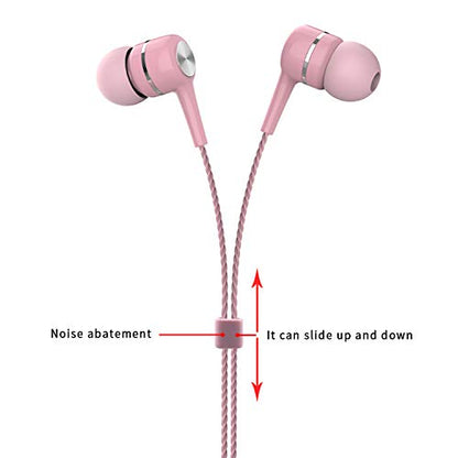 YNR 4 Pairs Wired Earbuds with Microphone & Volume Control, in Ear Earphones, Noise Islating High Definition, for 3.5mm Jack iPhone iPad iPod Samsung Google Devices (A12-Pink) - color: A12-Pink
