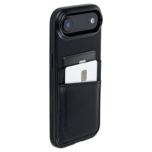 Dockem Genuine Leather Card Case for iPhone 17 Air with Camera Control Button and Stitched-on Wallet with 2 Holder Slots (Black, M2GL) - color: Black, size: 17 Air