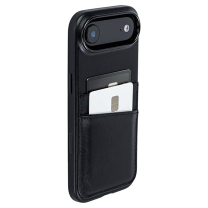 Dockem Genuine Leather Card Case for iPhone 17 Air with Camera Control Button and Stitched-on Wallet with 2 Holder Slots (Black, M2GL) - color: Black, size: 17 Air