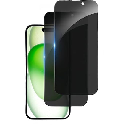 2 Pack for iPhone 15 Privacy Screen Protector,Anti Spy Tempered Glass, Anti-Scratch,Case Friendly 【Easy install】