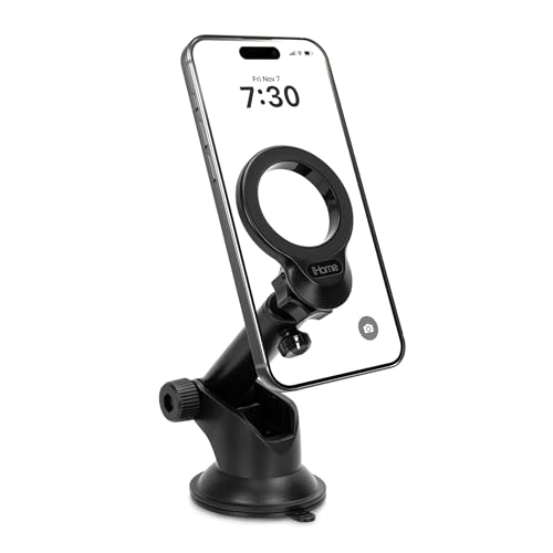 iHome Car Mount, Dashboard/Windshield/Vent Mount, Swivel Neck, Silicone Grip, Adjustable Mount Arm with Suction Cup Base (Magnetic Car Mount) - style: Magnetic Car Mount