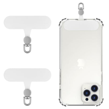 MoKo 2 Pack Phone Tether Tab, Rotatable 360° Phone Lanyard Patch, Polyester Phone Strap Replacement Part with Metal Frosted Ring, Universal Phone Strap Tabs for Most Full Coverage Phone Cases, White - color: White