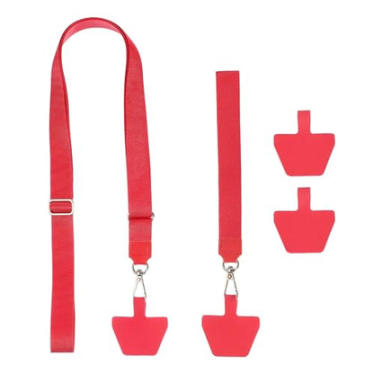 PATIKIL Smart Phone Lanyard with Wrist Strap and Patches for Most Smartphones ID Badges Keychain - color: Red