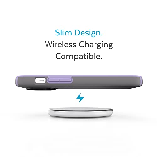 Speck Clear iPhone 14 Pro Max Case - Drop Protection with Scratch Resistant Dual Layer Slim Phone Case for 6.7 Inch iPhones 14 Pro Max - Anti-Yellowing & Anti-Fade Case - Amethyst Purple GemShell - color: Amethyst Purple/Clear