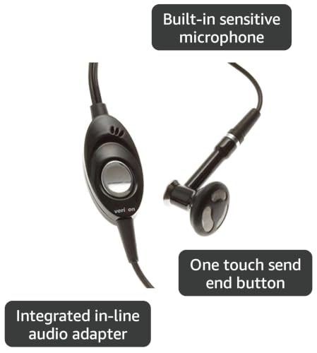 Mono Hands-Free Headset Premium Wired Earphones 2.5mm w Microphone for Verizon LG Env 2 VX9100 - Verizon LG enV-3 VX9200 - Verizon LG Versa VX9600 - Verizon LG enV VX9900 - Verizon Motorola Q