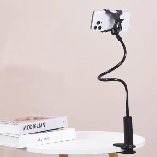 Flexible Gooseneck Phone Holder with Handle, Adjustable Long Arm Desktop Clamp for Bedside or Overhead Use gooseneck Phone Holder Flexible Mount Adjustable Desktop clamp Bedside Stand