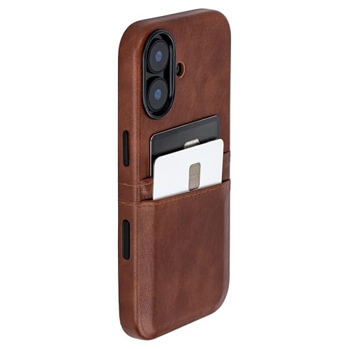 Dockem Card Case for iPhone 17 with Magnetic Mounting Plate, Camera Control Button, Wallet with 2 Holder Slots: M2 Exec Premium Synthetic Leather (Brown) - color: Brown, size: 17