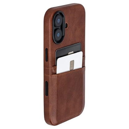 Dockem Card Case for iPhone 17 with Magnetic Mounting Plate, Camera Control Button, Wallet with 2 Holder Slots: M2 Exec Premium Synthetic Leather (Brown) - color: Brown, size: 17