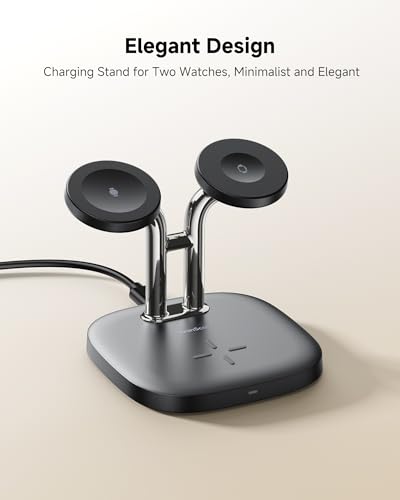 SwanScout Dual Watch Charger Stand, The Left Side Only for Samsung Watch 8/8 Classic/Ultra/7/6/6 Classic/5 Pro/5/4, The Right Side Only for Apple Watch 11/9/8/7/6/Ultra 3/SE 3, SwanScout 704D (Black)