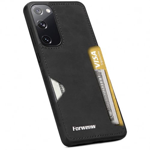 for Samsung Galaxy S20 FE Case with Card Slot, Leather Back Shockproof Protection Cover, Ultra-Thin Wallet Phone Case, for Samsung S20 FE 5G Card Slot Case with Card Holder (Black) - color: Black, size: S20 FE