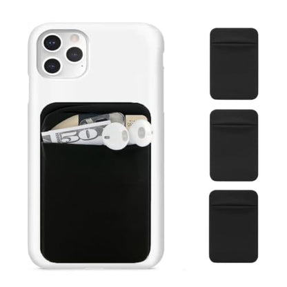 3Pack Cell Phone Card Holder Pocket Sticker Stretchy Cloth for Back of Phone with Flap Credit/ID Card Sleeve Adhesive Stick on Wallet for iPhone,Android All Smartphones (3Black) - color: 3Black