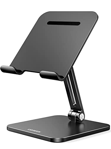UGREEN Tablet Stand Compatible for iPad Desk Stand Holder Adjustable Aluminum Thicker Base Compatible with iPad Pro Air Mini 13 12.9 11 Inch Home Office Desk Accessories Black - color: Black