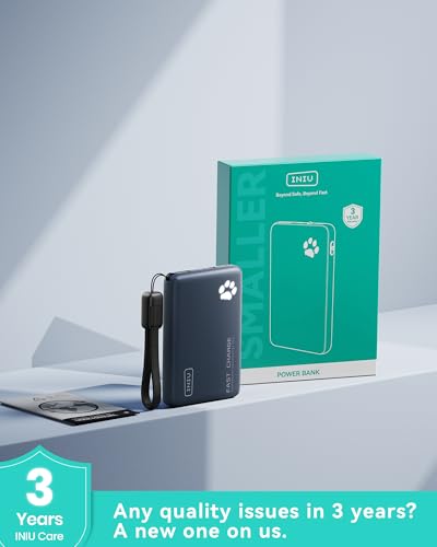 INIU 10000mAh 45W Fast Charging Portable Charger, Smaller Travel Power Bank - color: Blue