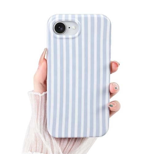Cute Striped Case for iPhone 16e/17e 6.1",Blue | Non-fade Aesthetic Striped Pattern,Slim Fit,Lightweight,Kawaii Cute iPhone 16e/17e Case for Women Girls,Soft TPU - color: Blue, size: iPhone 16e/17e
