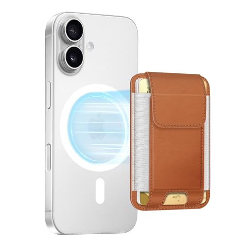FINPAC MagSafe Wallet Magnetic Card Wallet Holder for Women Men - color: Light Brown