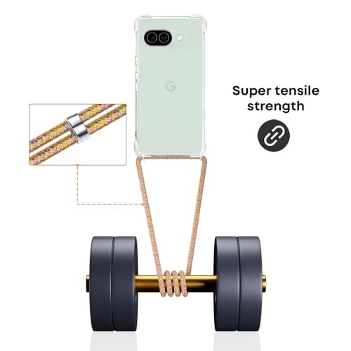 for Google Pixel 10A Crossbody Case Clear Neck Hanging Strap Adjustable Shoulder Lanyard Phone Cover Women Girls Soft TPU Slim Anti-Drop Protection Mobile Case for Pixel 10A - Rainbow - size: for Google Pixel 10A