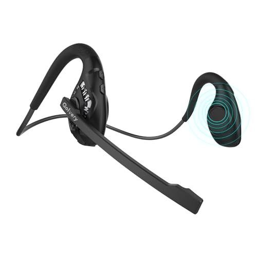 Golvery Open Ear Headphones with Mic, Bluetooth V5.3 Headset w/Microphone - color: Black