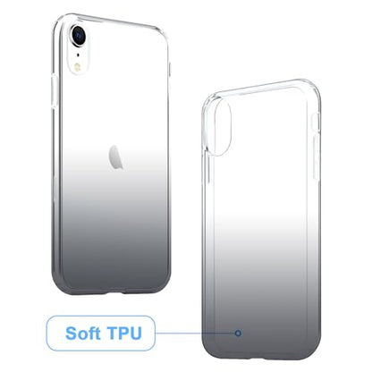 JJGoo Compatible with iPhone XR Case Clear Soft Transparent Shockproof Protective Slim Thin Bumper Phone Cover for XR, Gradient Black - color: Gradient Black
