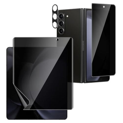 [1 Set] for Samsung Galaxy Z Fold 6 Privacy Screen Protector, Inner Anti-Spy Screen TPU Flexible Film + Back Privacy Glass Screen Protector Tempered Glass + Camera Lens Protector, Case Friendly - size: Galaxy Z Fold 6