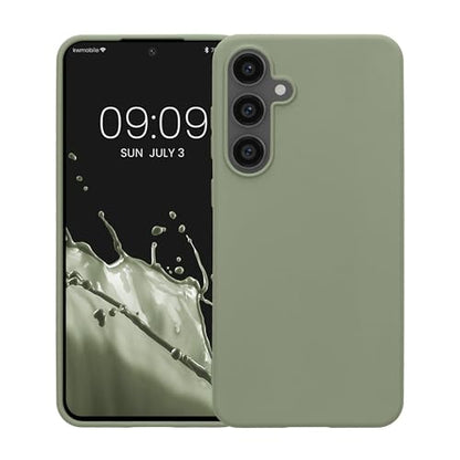 kwmobile Case Compatible with Samsung Galaxy S24 FE Case - Soft Slim Protective TPU Silicone Cover - Gray Green - color: gray green, size: Galaxy S24 FE